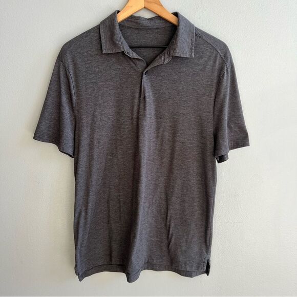 Lululemon Evolution Polo Short Sleeve Shirt Charcoal Heathered Grey Size Small - Picture 2 of 9